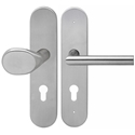 Schutzwechselgarnitur ESG28 675A PZ ES1 72/8mm Edelstahl matt mit Drücker ER28 Rhodos Knopf gekröpft, TS 39-43mm
