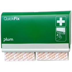 Plum 5510 QuickFix Pflasterspender mit 2x45 Stück Pflaster mit blutstillender Wirkung, die Pflaster entpacken sich beim Herausziehen von selbst, Maße Spender: B23xH13,5cm, Pflaster: 7,2x2,5cm