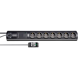 Brennenstuhl Primera-Tec Comfort Switch Plus Steckdosenleiste 7-fach mit Überspannungsschutz (2m Kabel, Schalter und RJ-11-Verbindung) schwarz Nr. 1153300467