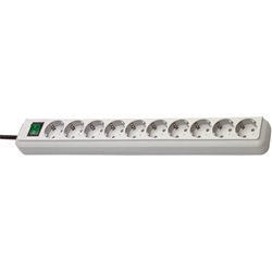 Brennenstuhl Eco-Line Steckdosenleiste 10-fach (Mehrfachsteckdose mit erhöhtem Berührungsschutz, Schalter und 3m Kabel) lichtgrau Nr. 1159350010
