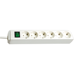 Brennenstuhl Eco-Line Steckdosenleiste 6-fach (Steckerleiste mit erhöhtem Berührungsschutz, Schalter und 1,5m Kabel) weiß Nr. 1159520015
