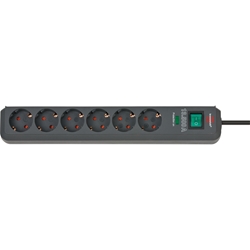 Brennenstuhl Eco-Line Steckdosenleiste 6-fach mit Überspannungsschutz (Mehrfachsteckdose mit erhöhtem Berührungsschutz, Schalter und 1,5m Kabel) anthrazit Nr. 1159700015