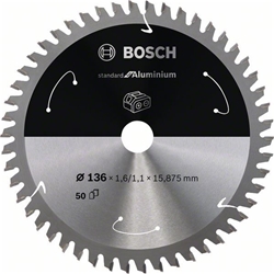 Bosch Akku-Kreissägeblatt Standard for Aluminium, 136x1,6/1,1x15,875, 50 Zähne Nr. 2608837753