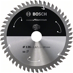 Bosch Akku-Kreissägeblatt Standard for Aluminium, 136x1,6/1,1x20, 50 Zähne Nr. 2608837754