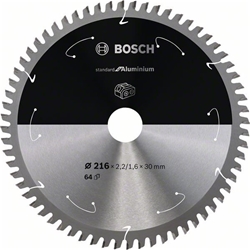 Bosch Akku-Kreissägeblatt Standard for Aluminium, 216x2,2/1,6x30, 64 Zähne Nr. 2608837776