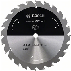 Bosch Akku-Kreissägeblatt Standard for Wood, 150x1,6/1x10, 24 Zähne Nr. 2608837673
