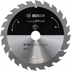 Bosch Akku-Kreissägeblatt Standard for Wood, 150x1,6/1x20, 24 Zähne Nr. 2608837674