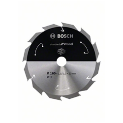Bosch Akku-Kreissägeblatt Standard for Wood, 160x1,5/1x20, 12 Zähne Nr. 2608837675