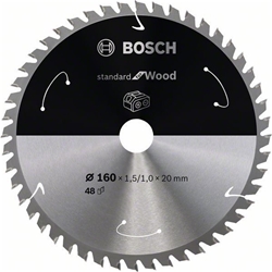 Bosch Akku-Kreissägeblatt Standard for Wood, 160x1,5/1x20, 48 Zähne Nr. 2608837678