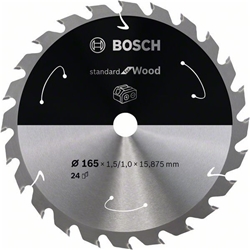 Bosch Akku-Kreissägeblatt Standard for Wood, 165x1,5/1x15,875, 24 Zähne Nr. 2608837681