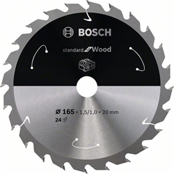 Bosch Akku-Kreissägeblatt Standard for Wood, 165x1,5/1x20, 24 Zähne Nr. 2608837685