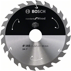 Bosch Akku-Kreissägeblatt Standard for Wood, 165x1,5/1x30, 24 Zähne Nr. 2608837688