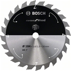 Bosch Akku-Kreissägeblatt Standard for Wood, 184x1,6/1x16, 24 Zähne Nr. 2608837700
