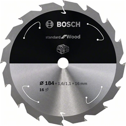Bosch Akku-Kreissägeblatt Standard for Wood, 184x1,6/1,1x16, 16 Zähne Nr. 2608837697