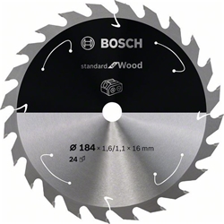 Bosch Akku-Kreissägeblatt Standard for Wood, 184x1,6/1,1x16, 24 Zähne Nr. 2608837698