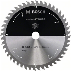 Bosch Akku-Kreissägeblatt Standard for Wood, 184x1,6/1,1x20, 48 Zähne Nr. 2608837703
