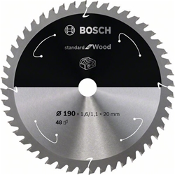 Bosch Akku-Kreissägeblatt Standard for Wood, 190x1,6/1,1x20, 48 Zähne Nr. 2608837705