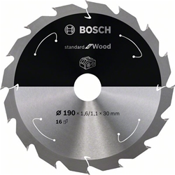 Bosch Akku-Kreissägeblatt Standard for Wood, 190x1,6/1,1x30, 16 Zähne Nr. 2608837706