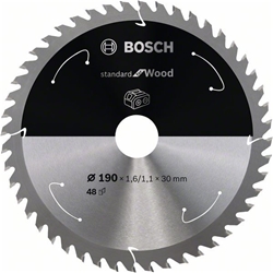 Bosch Akku-Kreissägeblatt Standard for Wood, 190x1,6/1,1x30, 48 Zähne Nr. 2608837710