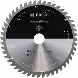 Bosch Akku-Kreissägeblatt Standard for Wood, 216x1,7/1,2x30, 48 Zähne Nr. 2608837723