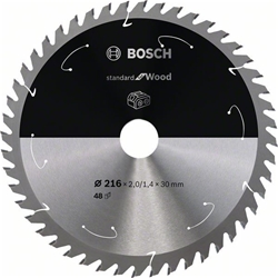 Bosch Akku-Kreissägeblatt Standard for Wood, 216x1,7/1,2x30, 48 Zähne, für Tischsägen Nr. 2608837726