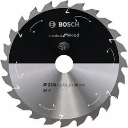 Bosch Akku-Kreissägeblatt, Standard for Wood, 216x1,7/1,2x30, 24 Zähne Nr. 2608837721