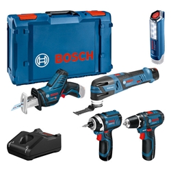 Bosch Combo Kit 5-tlg. 12V: GSR 12V-15/GOP 12V-28/GDR 12V-105/GSA 12V-14/GLI 12V-300 Nr. 0615990N1D