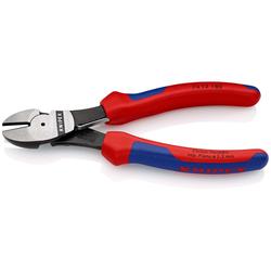 Knipex Kraft-Seitenschneider mit Mehrkomponenten-Hüllen schwarz atramentiert 180 mm (SB-Karte/Blister) Nr. 74 12 180 SB