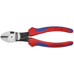 Knipex Kraft-Seitenschneider mit Mehrkomponenten-Hüllen schwarz atramentiert 180 mm (SB-Karte/Blister) Nr. 74 12 180 SB