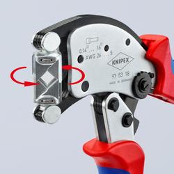 Knipex Twistor®16 Selbsteinstellende Crimpzange für Aderendhülsen mit drehbarem Crimpkopf mit Mehrkomponenten-Hüllen verchromt 200 mm Nr. 97 53 18