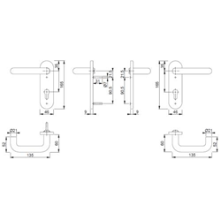 Hoppe Paris Kunststoff-Feuerschutz-Kurzschild-Türgriff-Garnitur  FS-K138/353K, Profilzylinder, für Innentüren - tiefschwarz